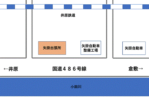 矢掛出張所のアクセスマップの画像